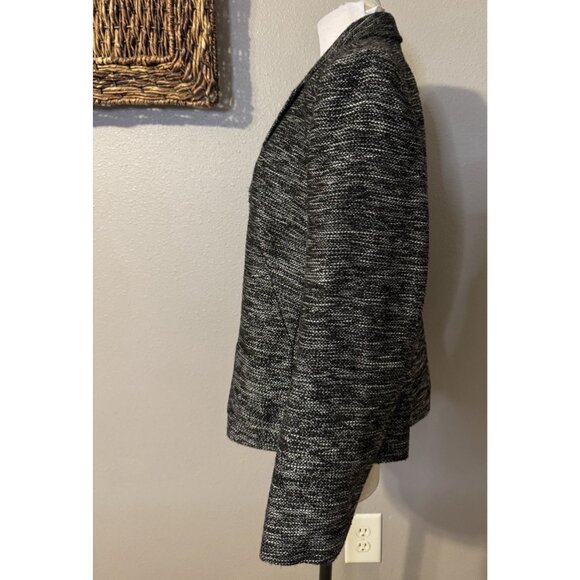 Kasper Suit Jacket Blazer 14 Black Metallic Gold Fleck Classic 3 Button Stretch - Picture 7 of 11